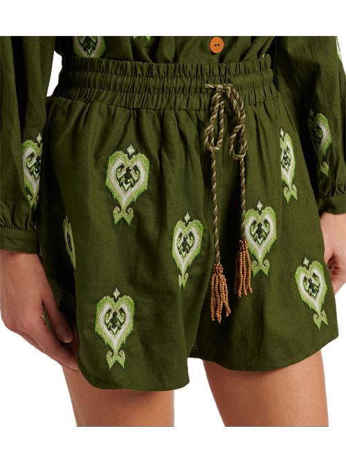 Farm Rio Shorts in lino Verde heart tapestry FARM Rio | 344171L0013 GREEN
